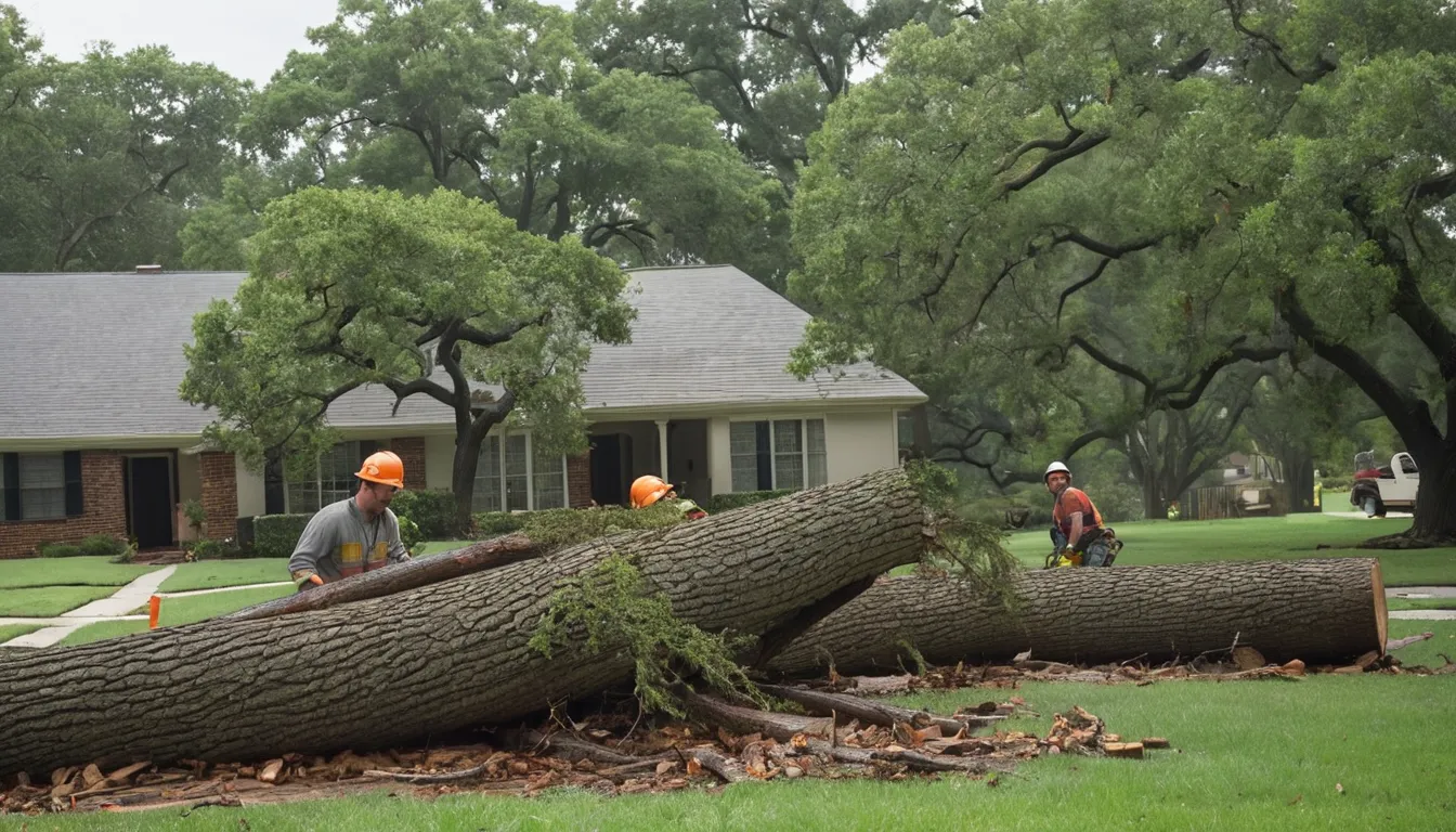 Provider crew clearing a fallen tree from a home in Vestavia Hills after a storm